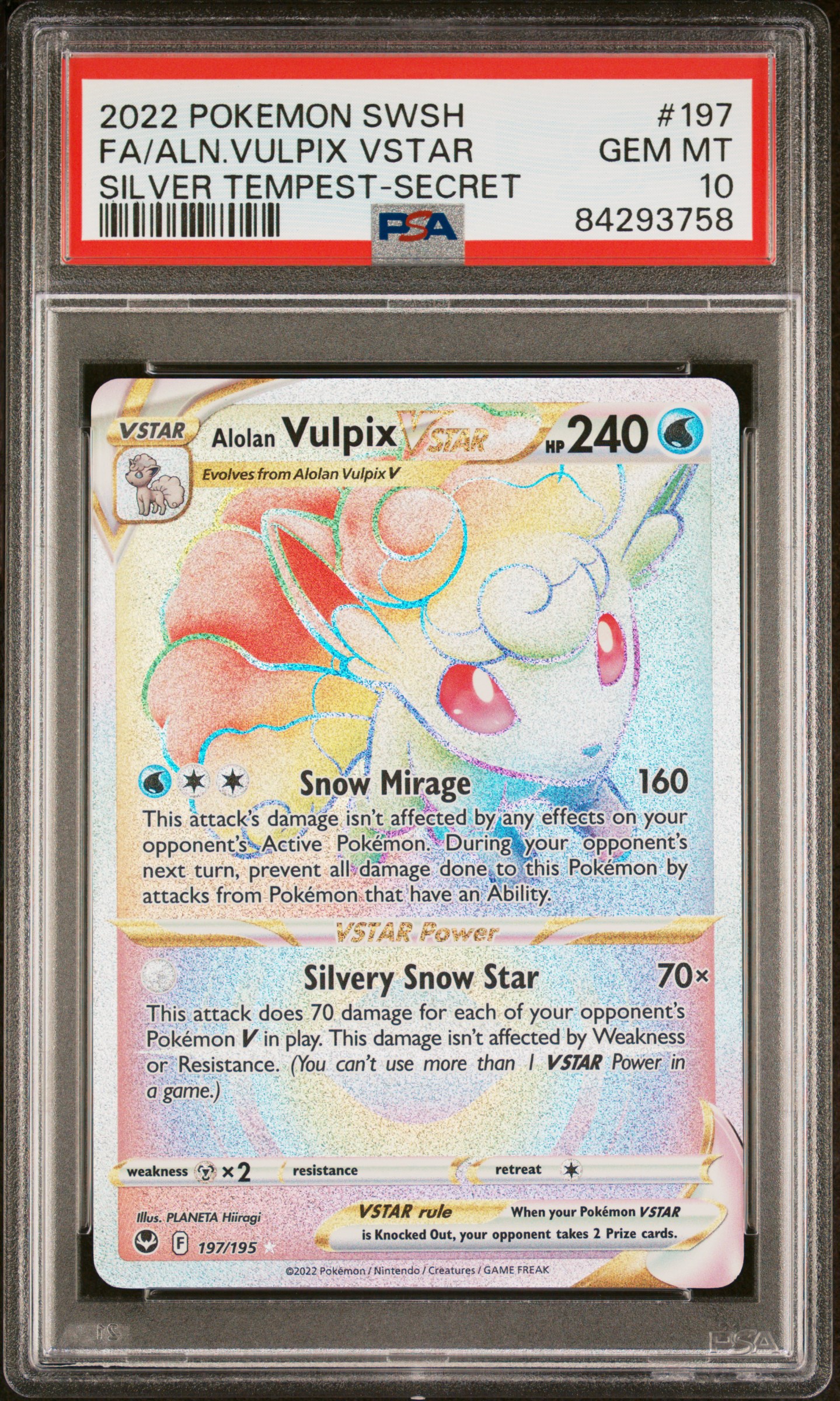 2022 POKEMON SWORD & SHIELD SILVER TEMPEST #197 FA/ALN.VULPIX VSTAR SILVER TEMPEST-SECRET