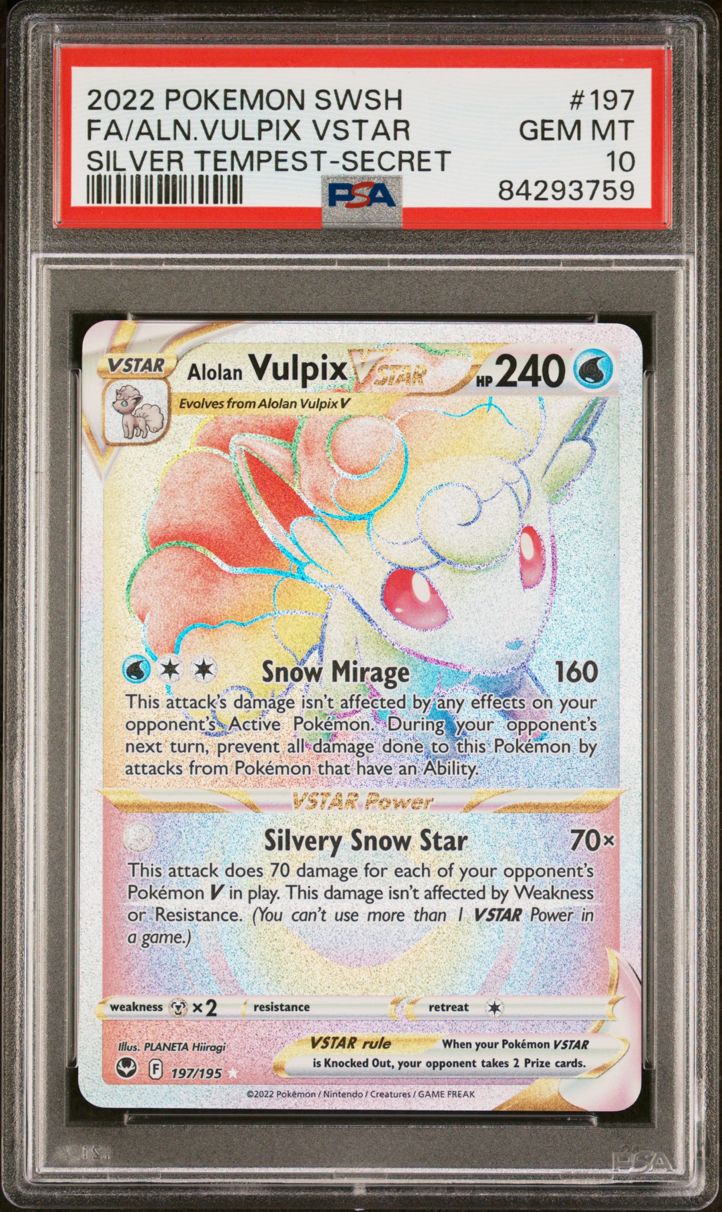 2022 POKEMON SWORD & SHIELD SILVER TEMPEST #197 FA/ALN.VULPIX VSTAR SILVER TEMPEST-SECRET