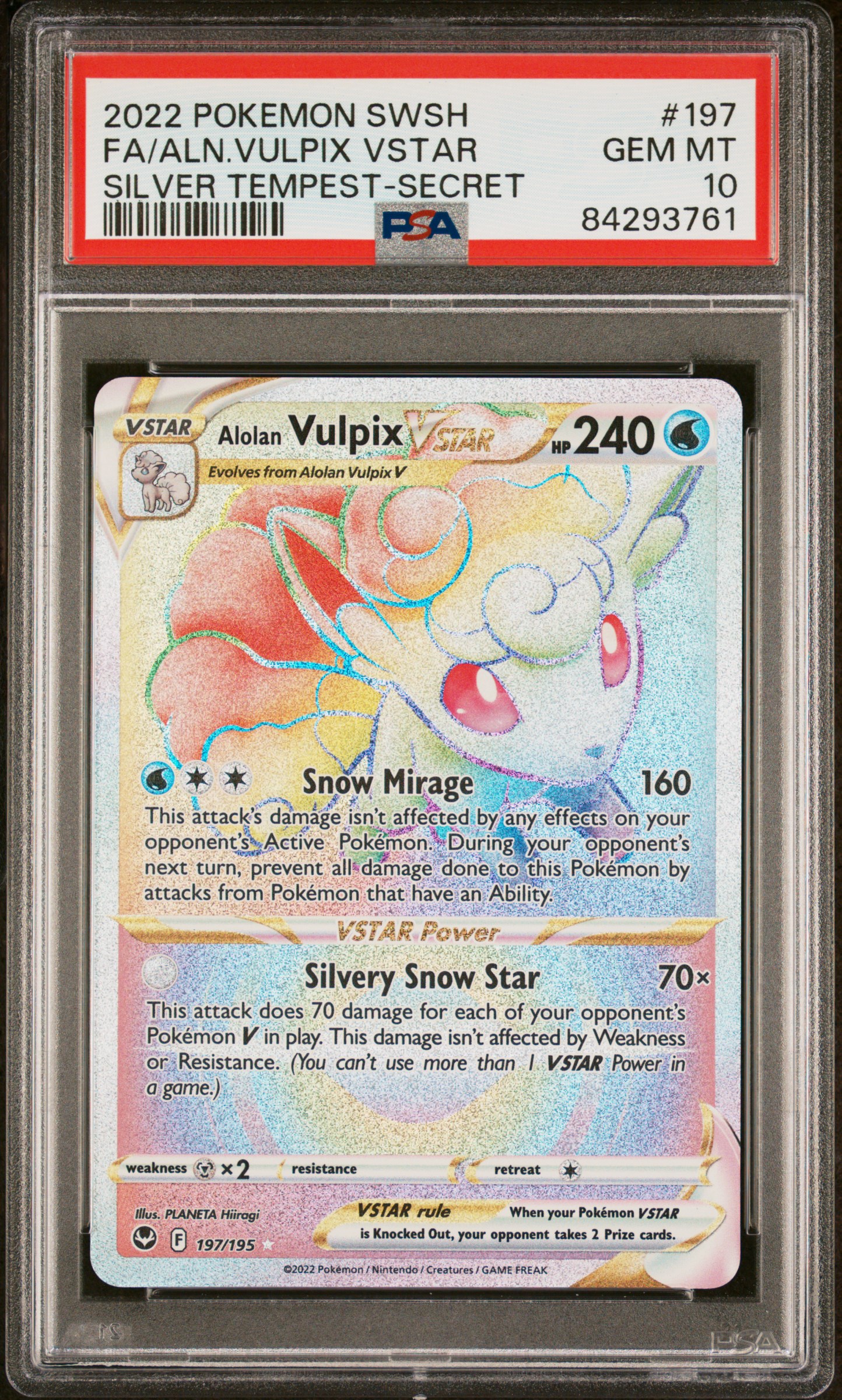 2022 POKEMON SWORD & SHIELD SILVER TEMPEST #197 FA/ALN.VULPIX VSTAR SILVER TEMPEST-SECRET