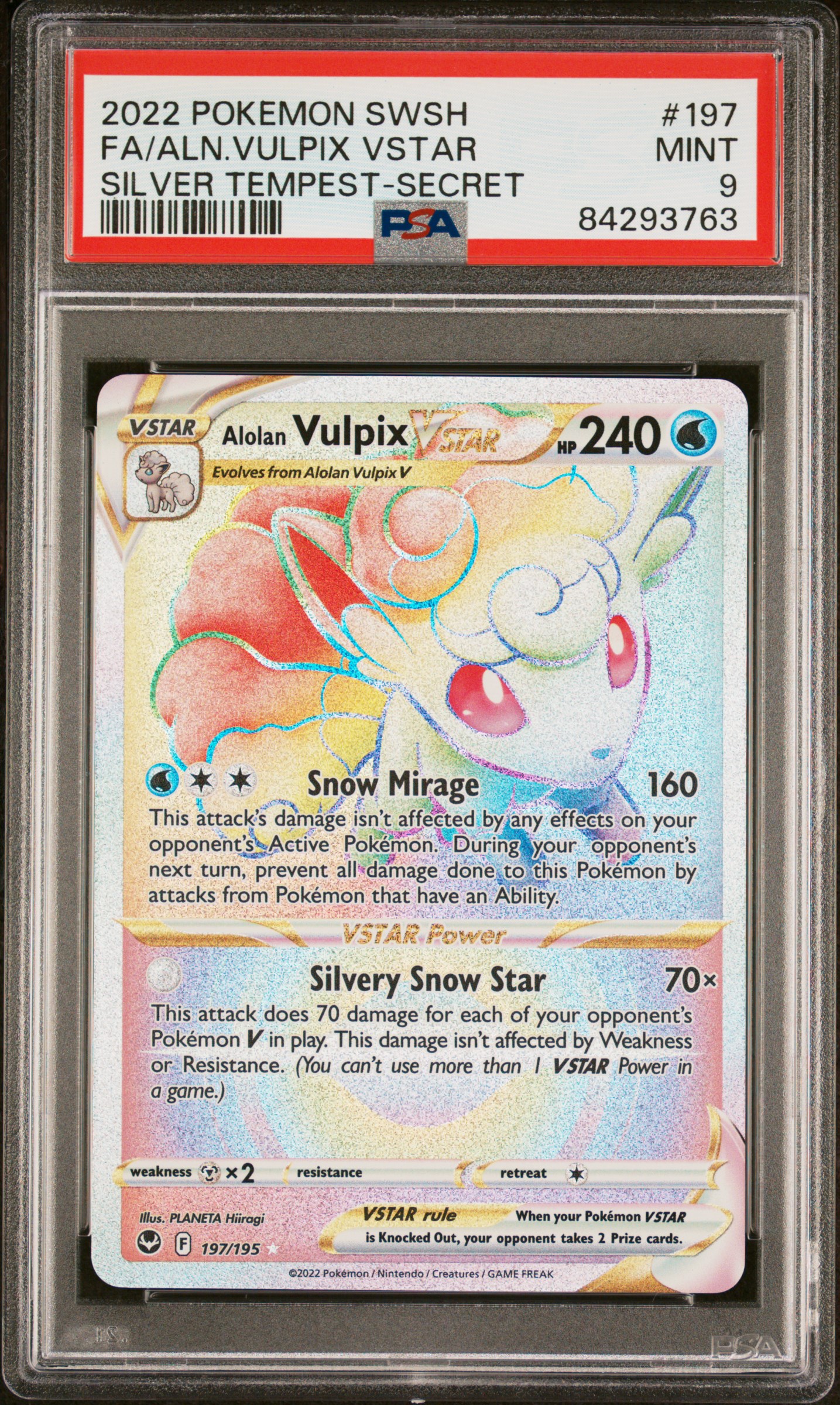 2022 POKEMON SWORD & SHIELD SILVER TEMPEST #197 FA/ALN.VULPIX VSTAR SILVER TEMPEST-SECRET