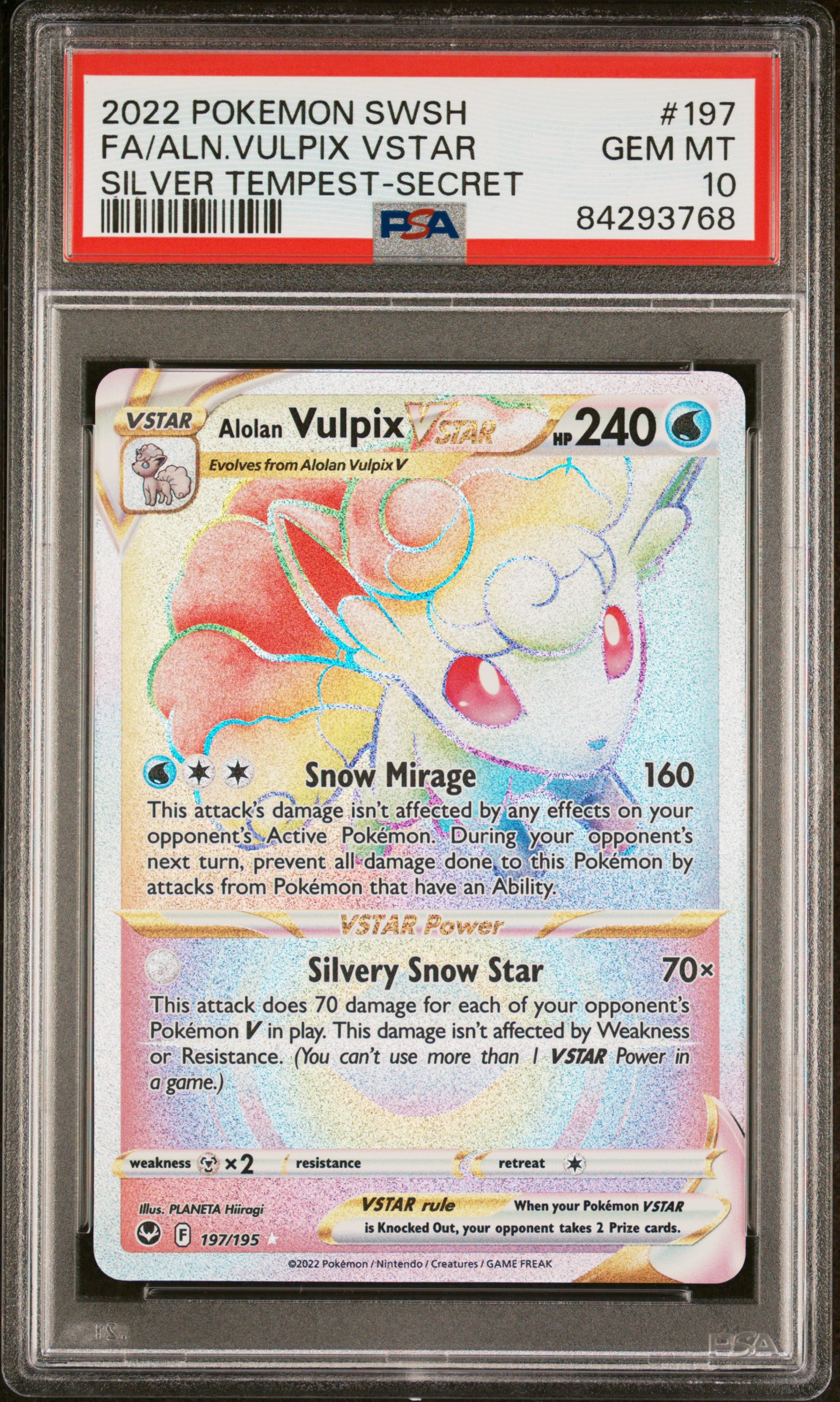 2022 POKEMON SWORD & SHIELD SILVER TEMPEST #197 FA/ALN.VULPIX VSTAR SILVER TEMPEST-SECRET