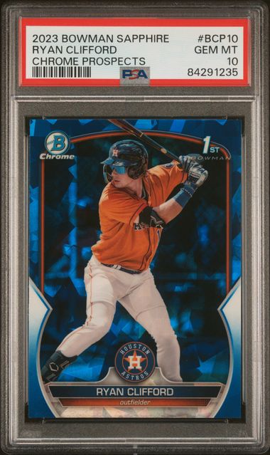 2023 Bowman Sapphire Edition Chrome Prospects Ryan Clifford #Bcp10 (Chrome Prospects) Gem Mt 10 front