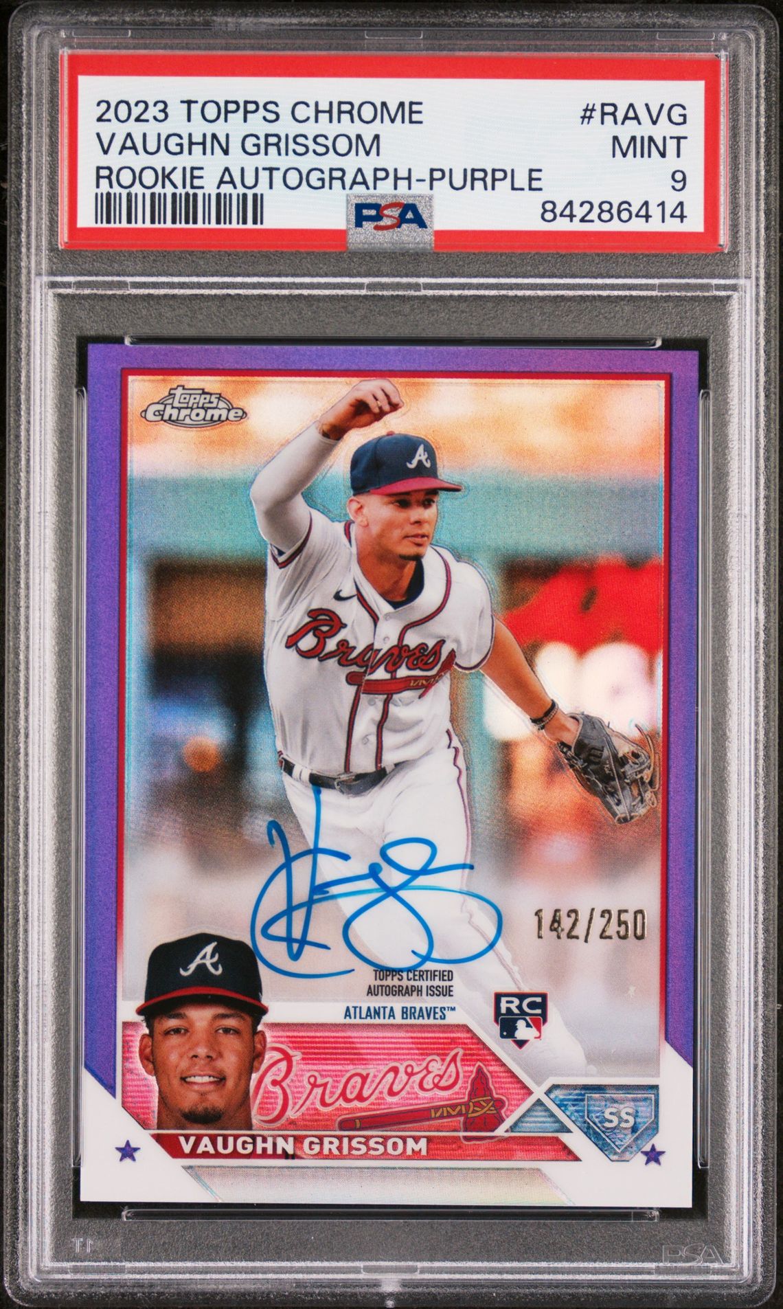 2023 Topps TOPPS CHROME ROOKIE AUTOGRAPH Purple Refractor #RAVG Vaughn Grissom front
