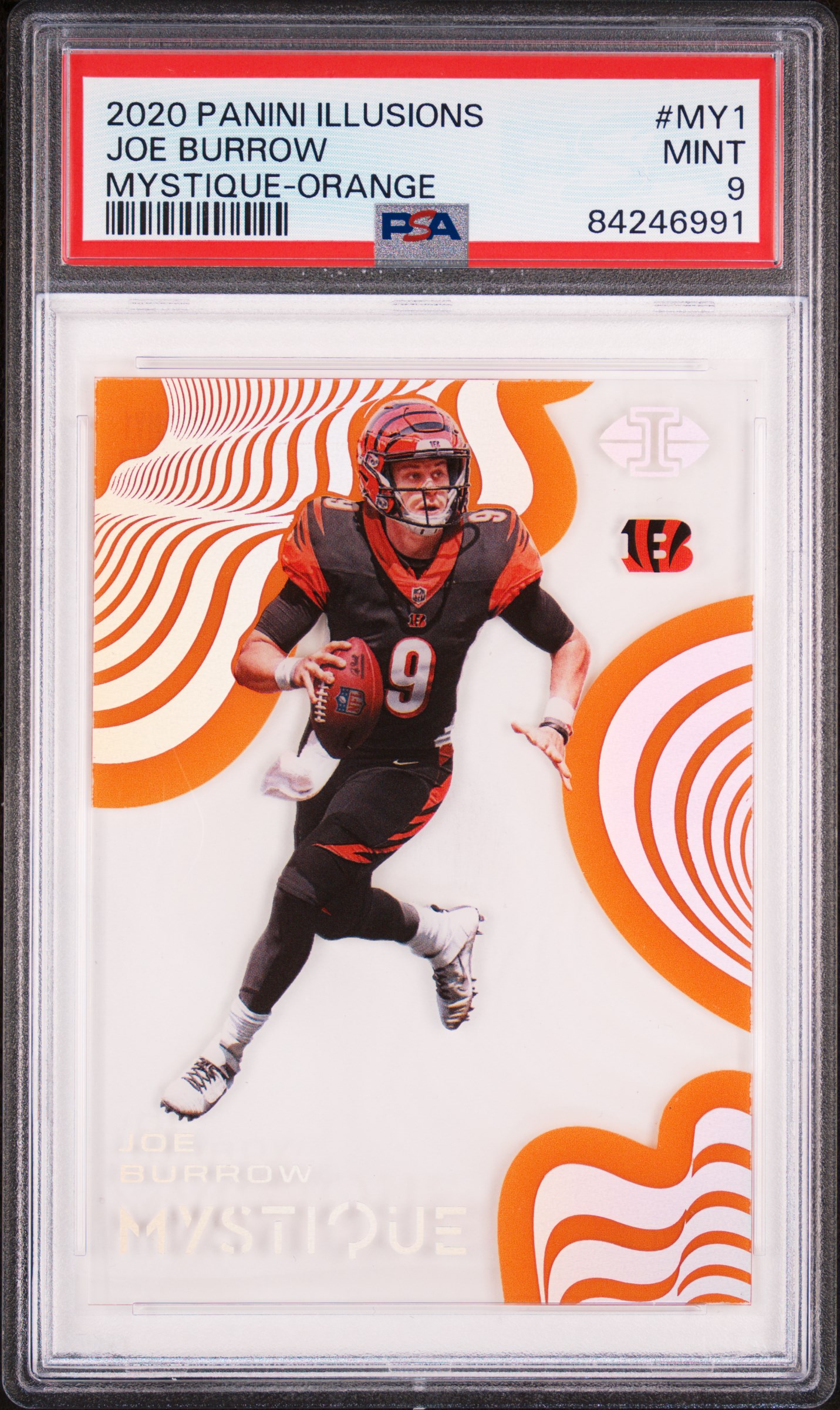 2020 PANINI ILLUSIONS MYSTIQUE #MY1 JOE BURROW MYSTIQUE-ORANGE
