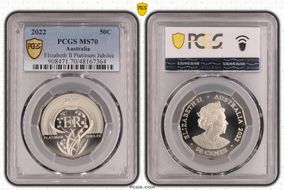 2022 50C Elizabeth II Platinum Jubilee MS70