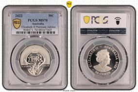 2022 50C Elizabeth II Platinum Jubilee MS70