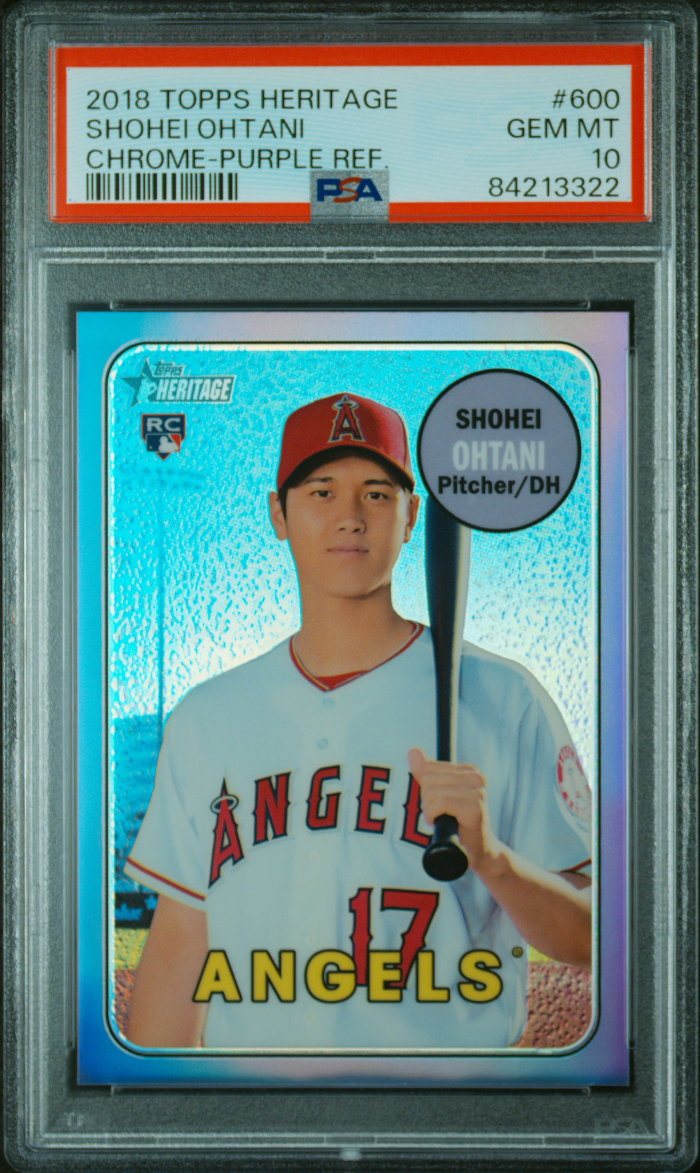 2018 TOPPS HERITAGE #600 SHOHEI OHTANI CHROME-PURPLE REF.