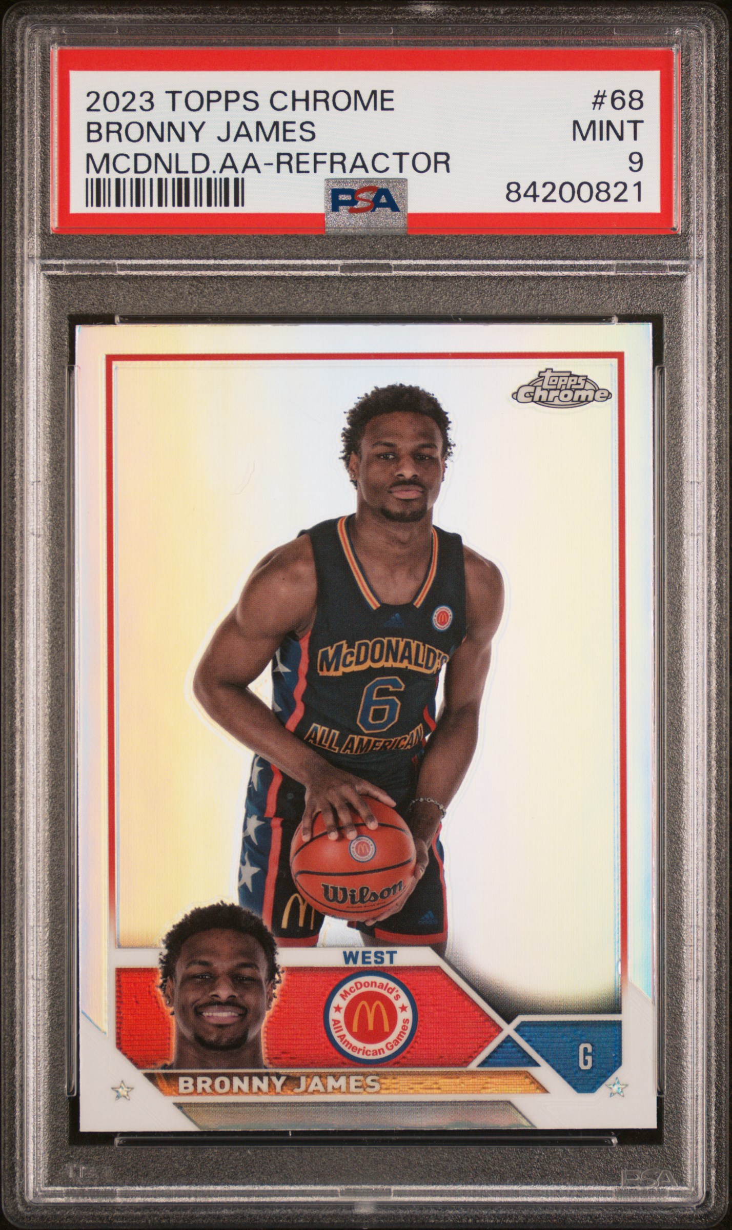 2023 TOPPS CHROME MCDONALD'S ALL-AMERICAN #68 BRONNY JAMES MCDONALD'S A/A-REFRACTOR