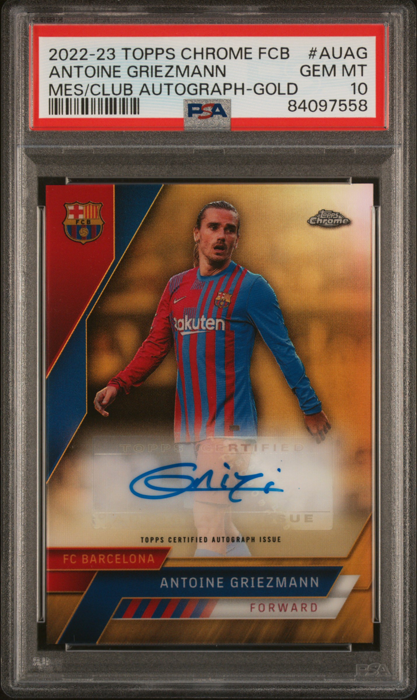 2022 TOPPS CHROME FC BARCELONA MES QUE UN CLUB AUTOGRAPHS #AUAG ANTOINE GRIEZMANN MES/CLUB AUTOGRAPH-GOLD