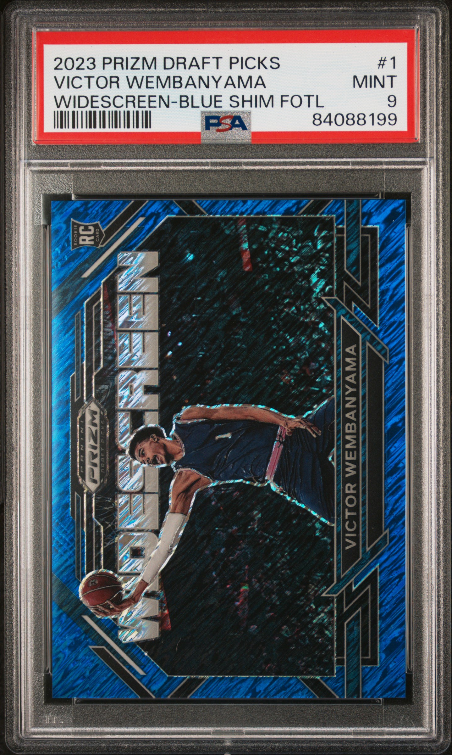 2023 PANINI PRIZM DRAFT PICKS WIDESCREEN #1 VICTOR WEMBANYAMA WIDESCREEN-BLUE SHIM FOTL