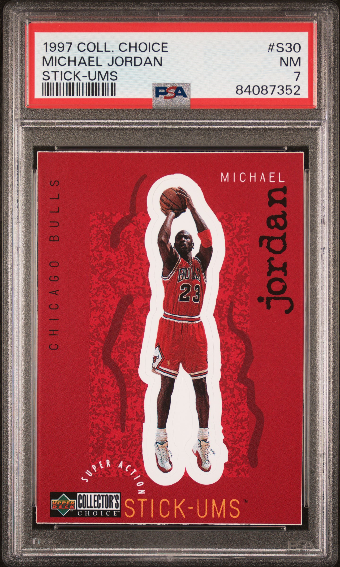 1997 COLLECTOR'S CHOICE STICK-UMS 1 #S30 MICHAEL JORDAN STICK-UMS