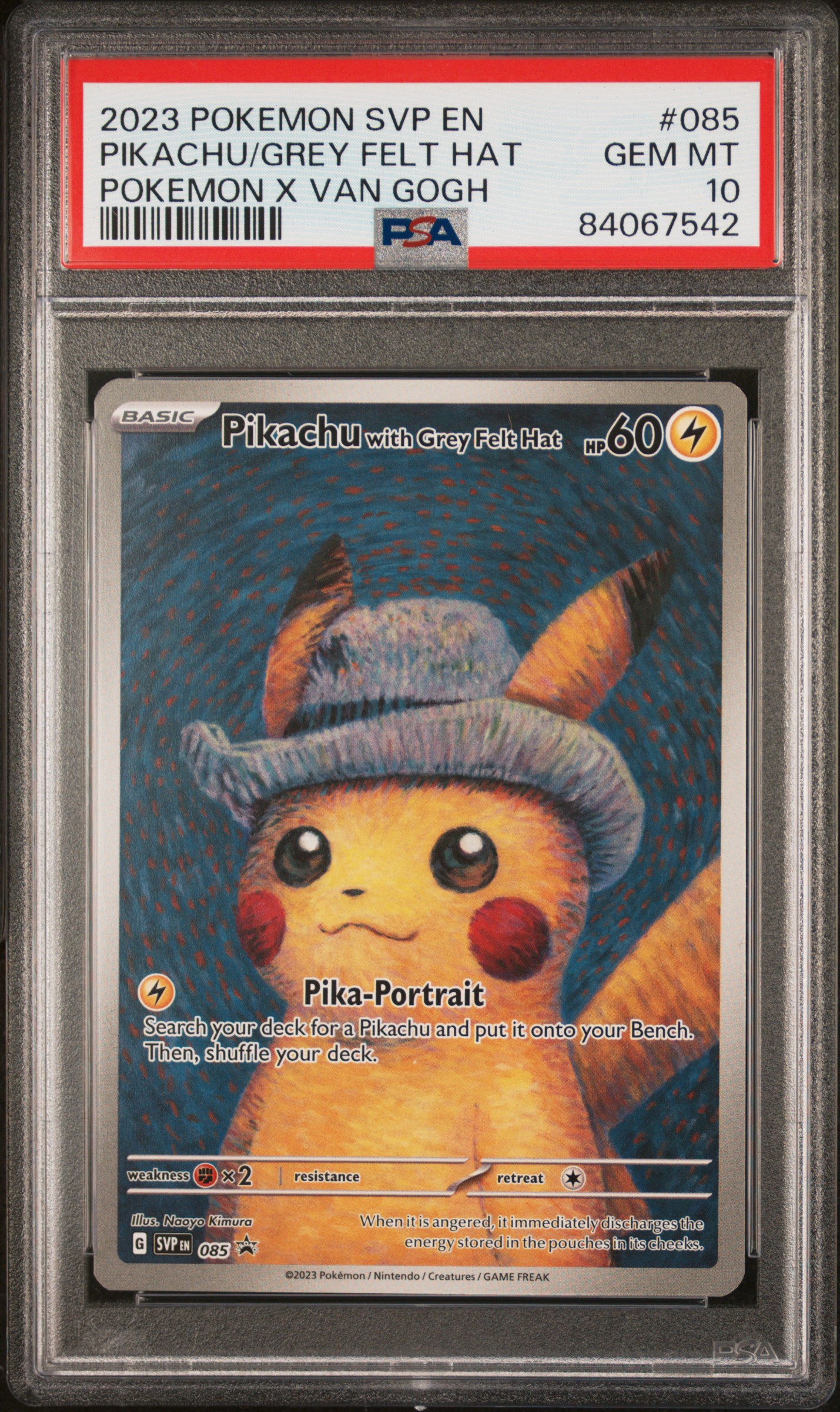 2023 POKEMON SVP EN-SV BLACK STAR PROMO #085 PIKACHU/GREY FELT HAT POKEMON X VAN GOGH