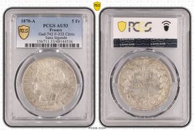 1870-A 5 Fr Gad-742 F-332 Cérès Sans légende AU53
