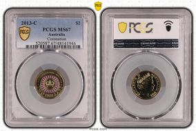 2013-C $2 Coronation Colorized MS67