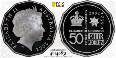2002 50C Accession Silver PR70DCAM