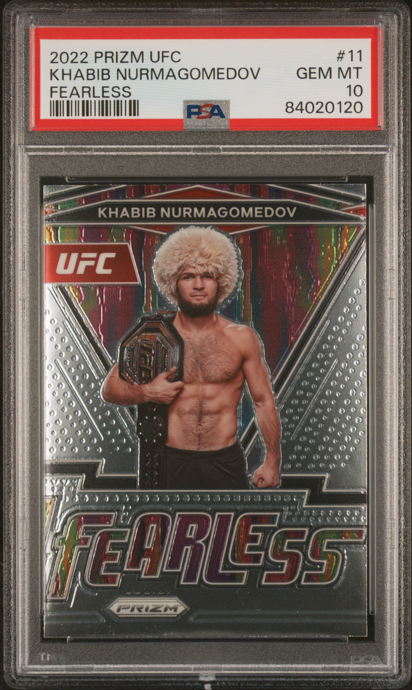 2022 Panini Prizm Ufc Fearless Khabib Nurmagomedov #11 (Fearless) Gem Mt 10 front