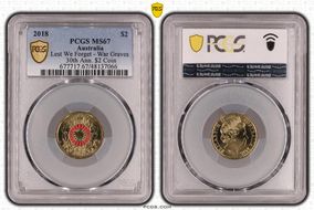 2018 $2 Lest We Forget - War Graves 30th Ann. $2 Coin Colorized MS67