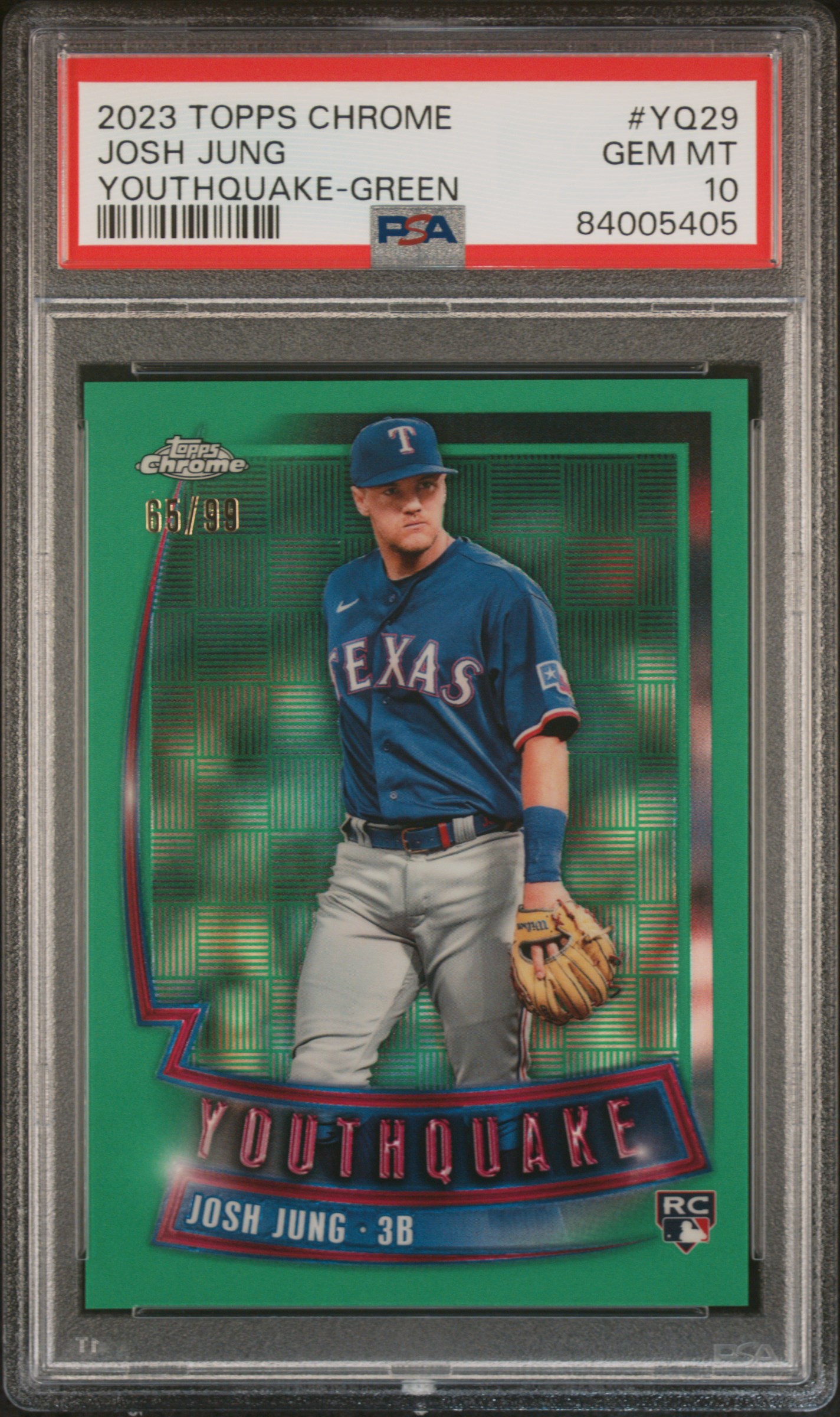 2023 Topps Chrome Youthquake Green #YQ29 Josh Jung (#65/99) PSA 10