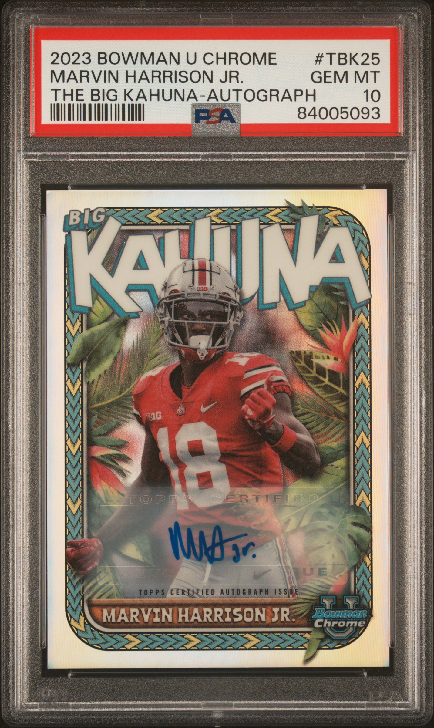 2023 Bowman University Chrome The Big Kahuna Autograph #TBK25 Marvin Harrison Jr. Signed Rookie Card (#097/150) – PSA GEM MT 10