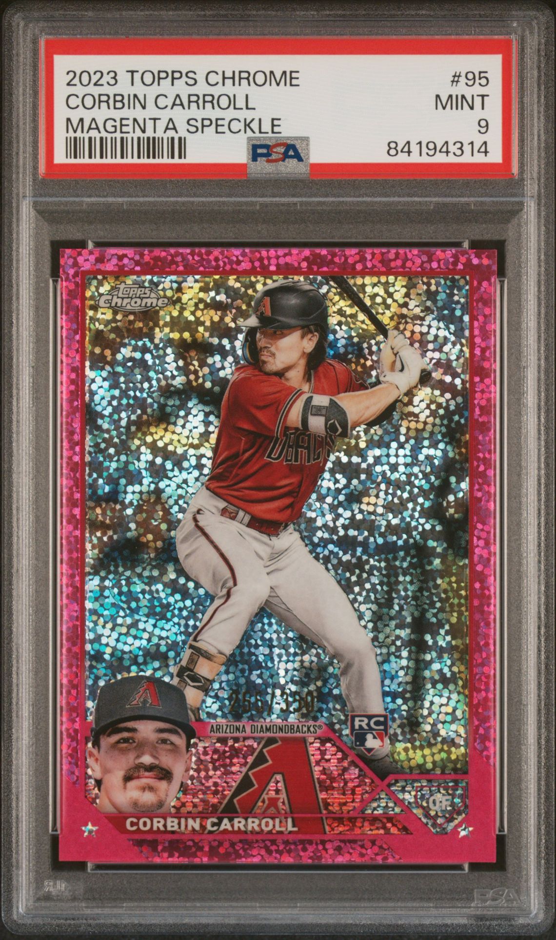 2023 Topps Chrome Corbin Carroll #95 (Magenta Speckle) Mint 9 front