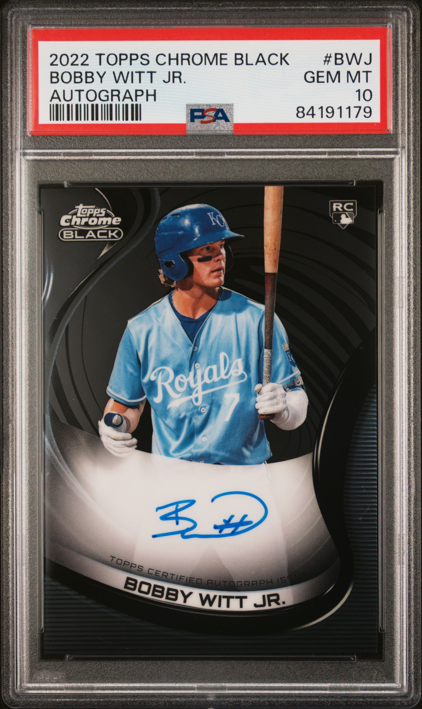 2022 TOPPS CHROME BLACK AUTOGRAPHS #BWJ BOBBY WITT JR. AUTOGRAPH