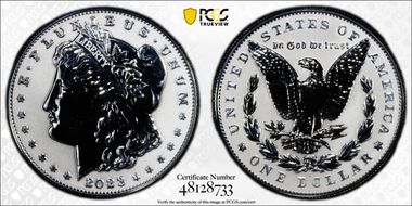 2023-S $1 Morgan Dollar Rev PR  Two-Coin Reverse Proof Set First Day of Issue PR70