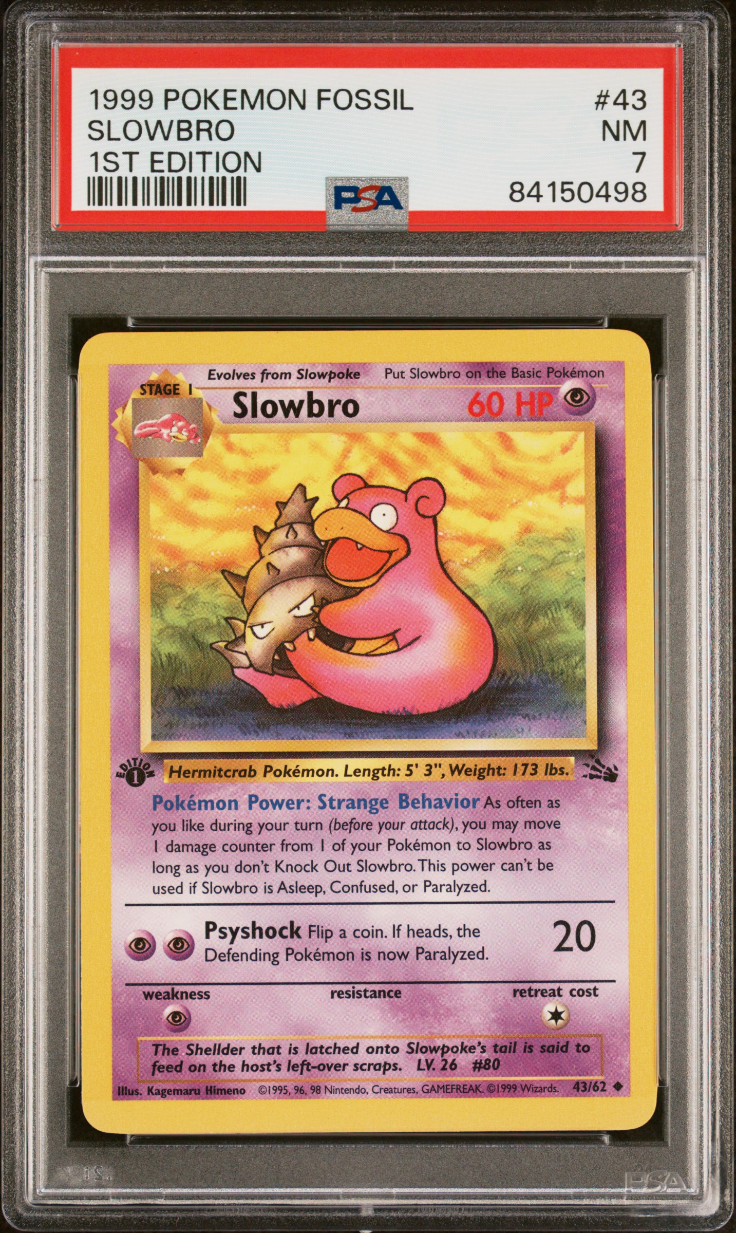 1999 POKEMON FOSSIL #43 SLOWBRO 1ST EDITION