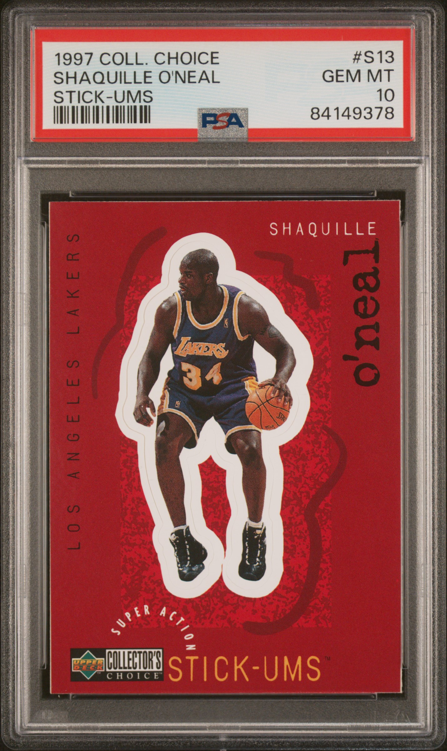 1997 COLLECTOR'S CHOICE STICK-UMS 1 #S13 SHAQUILLE O'NEAL STICK-UMS