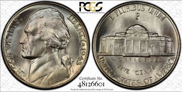 1943-P 5C Doubled Die Obverse MS66+