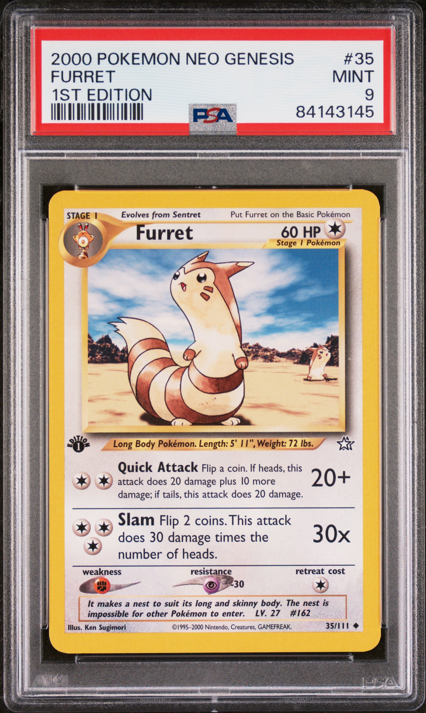 2000 POKEMON NEO GENESIS 1ST EDITION #35 FURRET 1ST EDITION