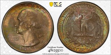 1951-S 25C FS-501, Repunched Mintmark MS67