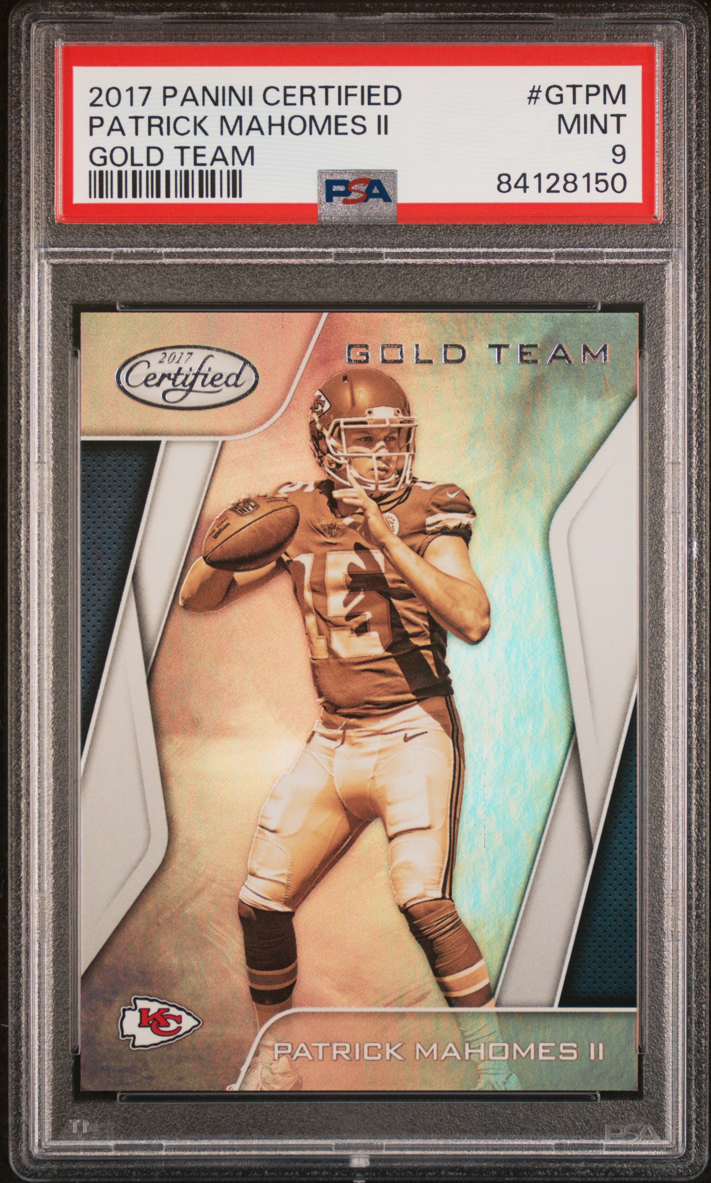 2017 PANINI CERTIFIED GOLD TEAM #GTPM PATRICK MAHOMES II GOLD TEAM