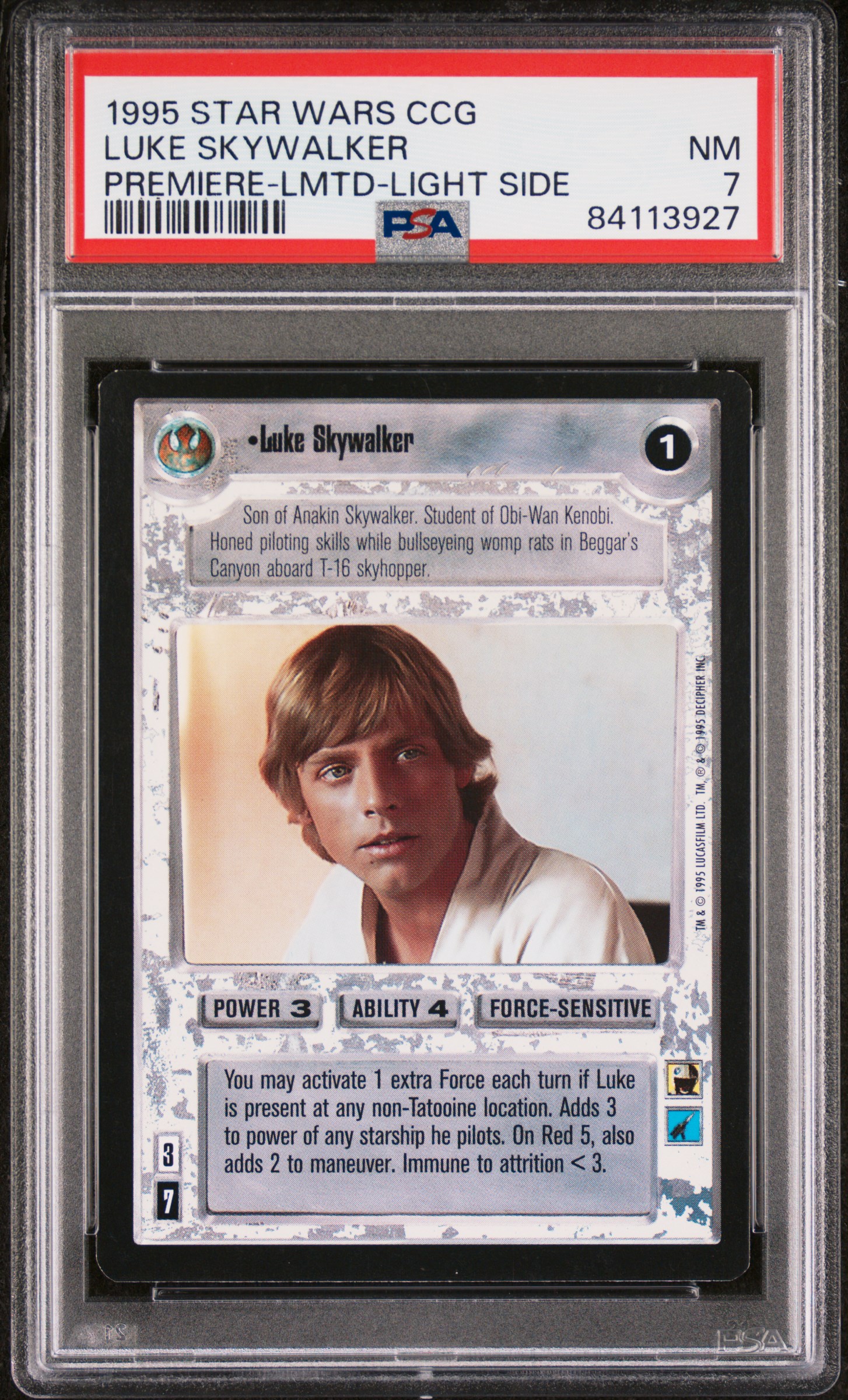 1995 DECIPHER STAR WARS CCG PREMIERE LUKE SKYWALKER PREMIERE-LMTD-LIGHT SIDE