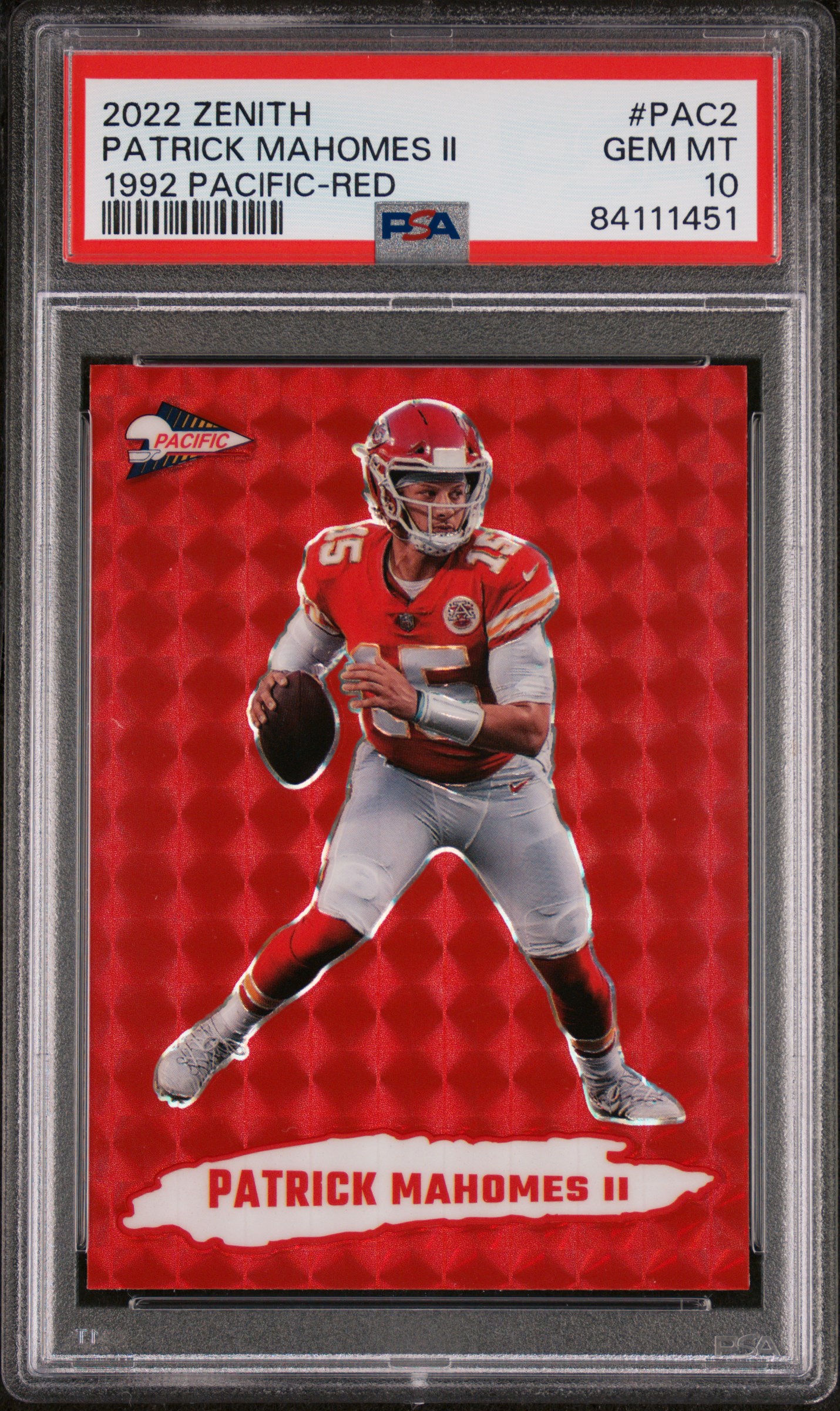 2022 PANINI ZENITH 1992 PACIFIC #PAC2 PATRICK MAHOMES II 1992 PACIFIC-RED