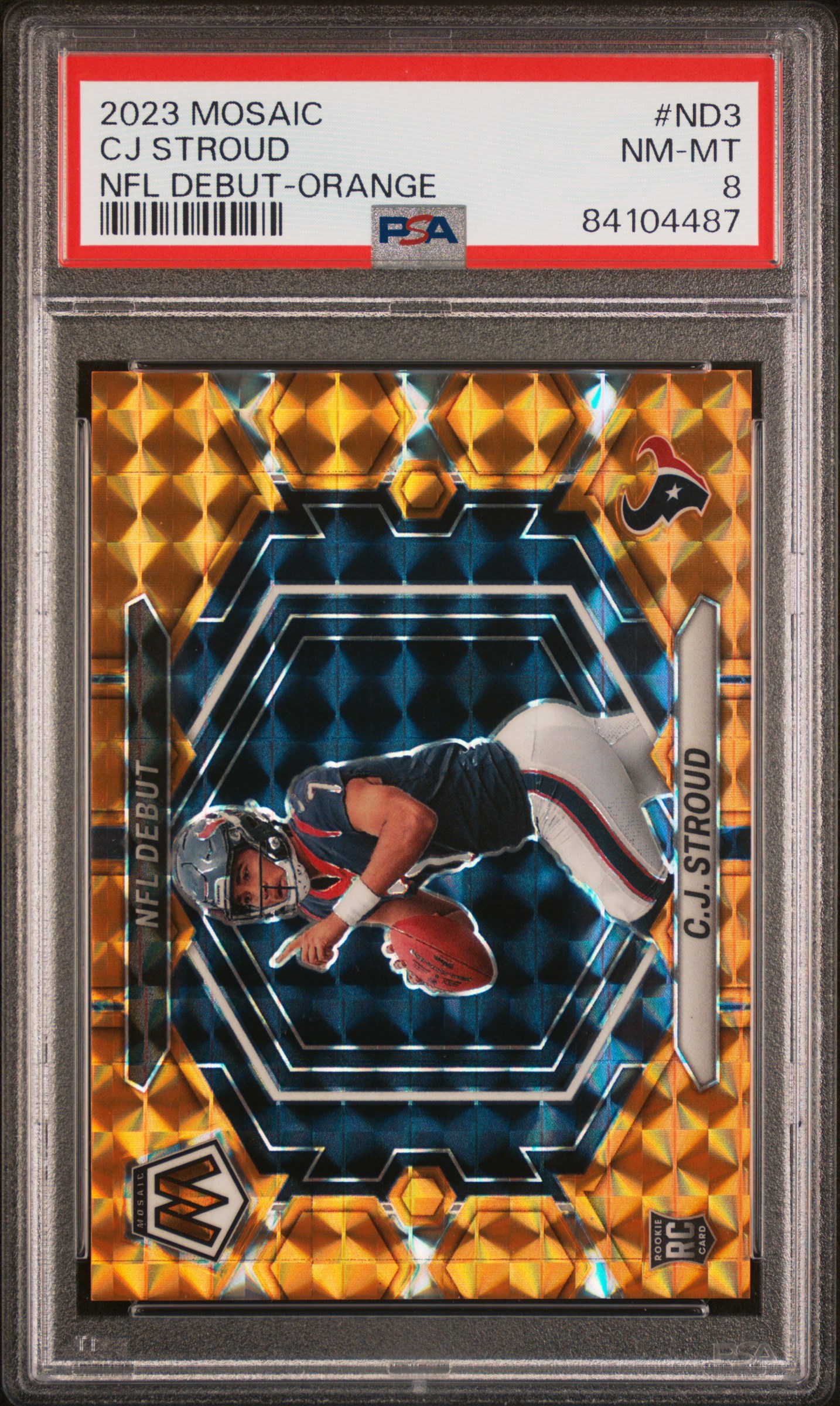 2023 Panini Mosaic NFL Debut Orange #ND3 Cj Stroud (#154/199) PSA 8