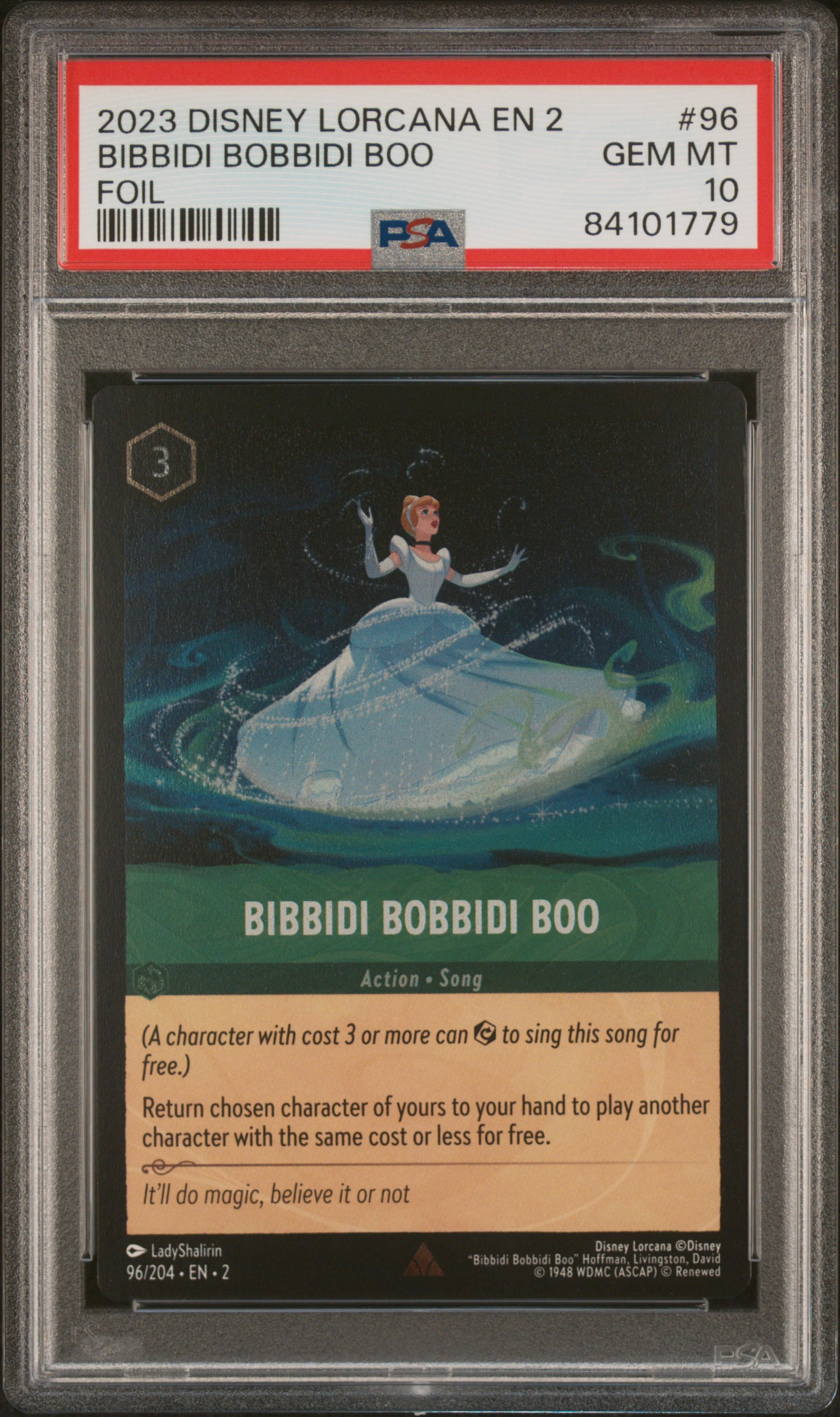 2023 Disney Lorcana En 2-Rise Of The Floodborn Foil #96 Bibbidi Bobbidi Boo – PSA GEM MT 10