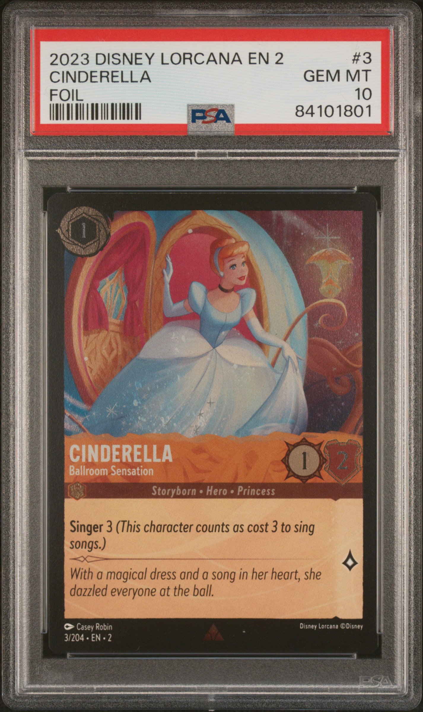 2023 Disney Lorcana En 2-Rise Of The Floodborn Foil #3 Cinderella - Ballroom Sensation – PSA GEM MT 10