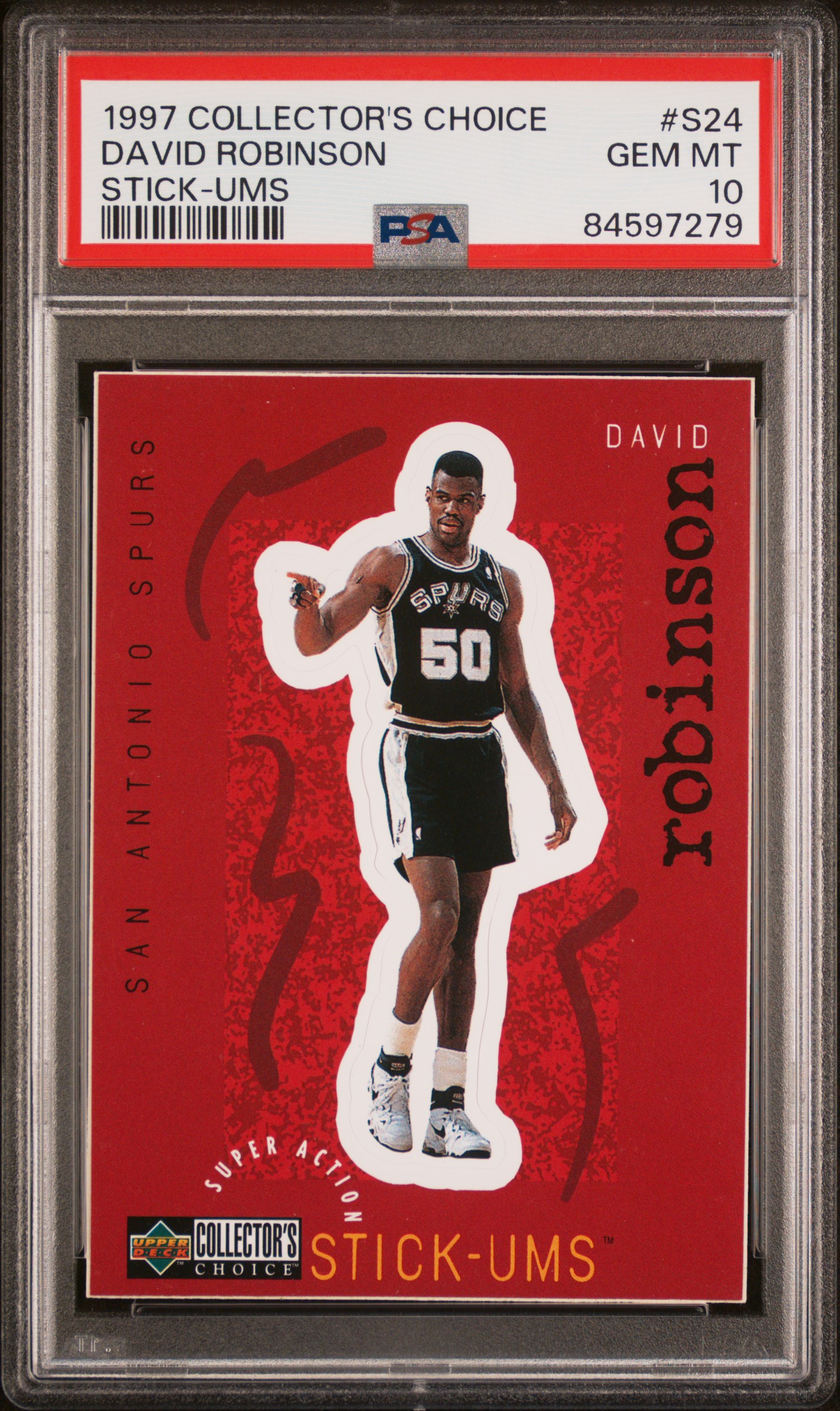 1997 COLLECTOR'S CHOICE STICK-UMS 1 #S24 DAVID ROBINSON STICK-UMS