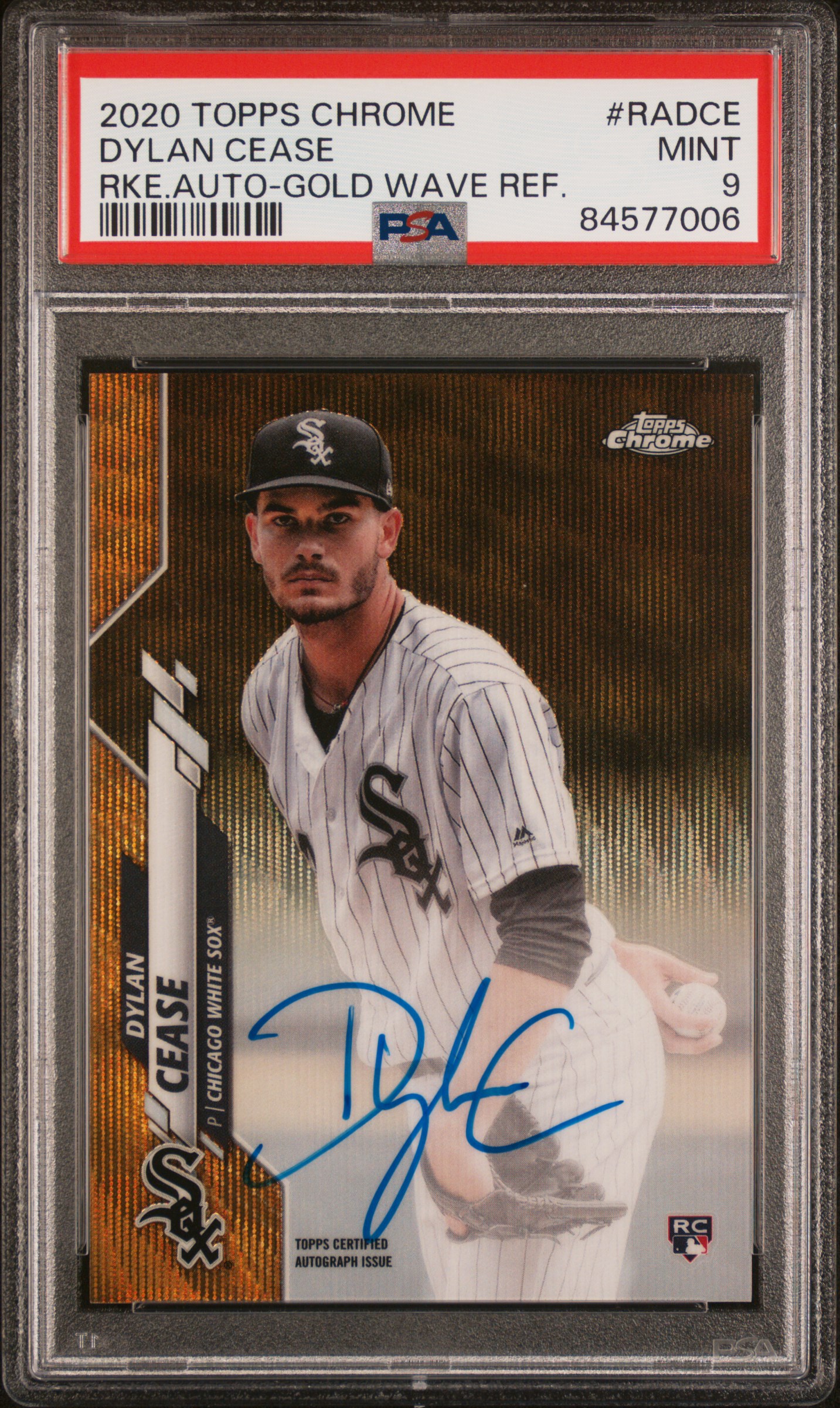 2020 Topps Chrome Rookie Autographs Gold Wave Refractor #RA-DCE Dylan Cease Signed Rookie Card (#39/50) – PSA MINT 9