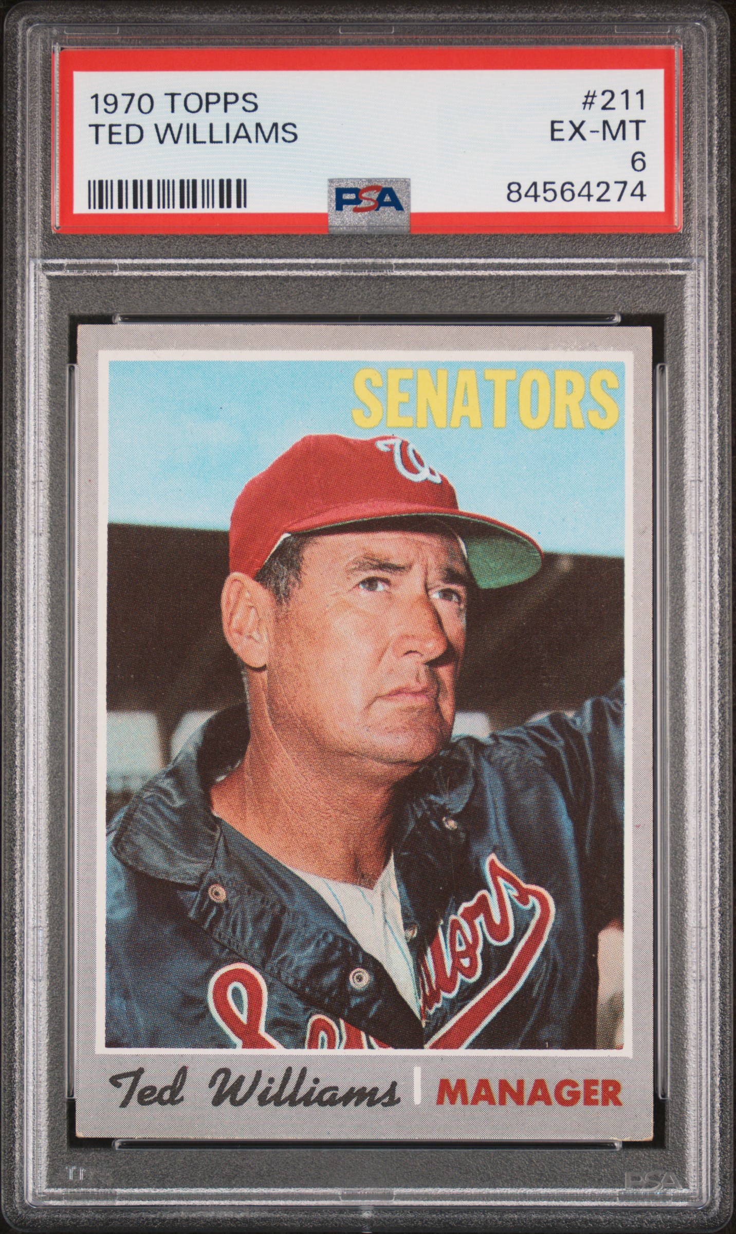 1970 Topps #211 Ted Williams – PSA EX-MT 6