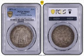 1871-A 5 Fr Gad-745 F-334 Abeille MS65