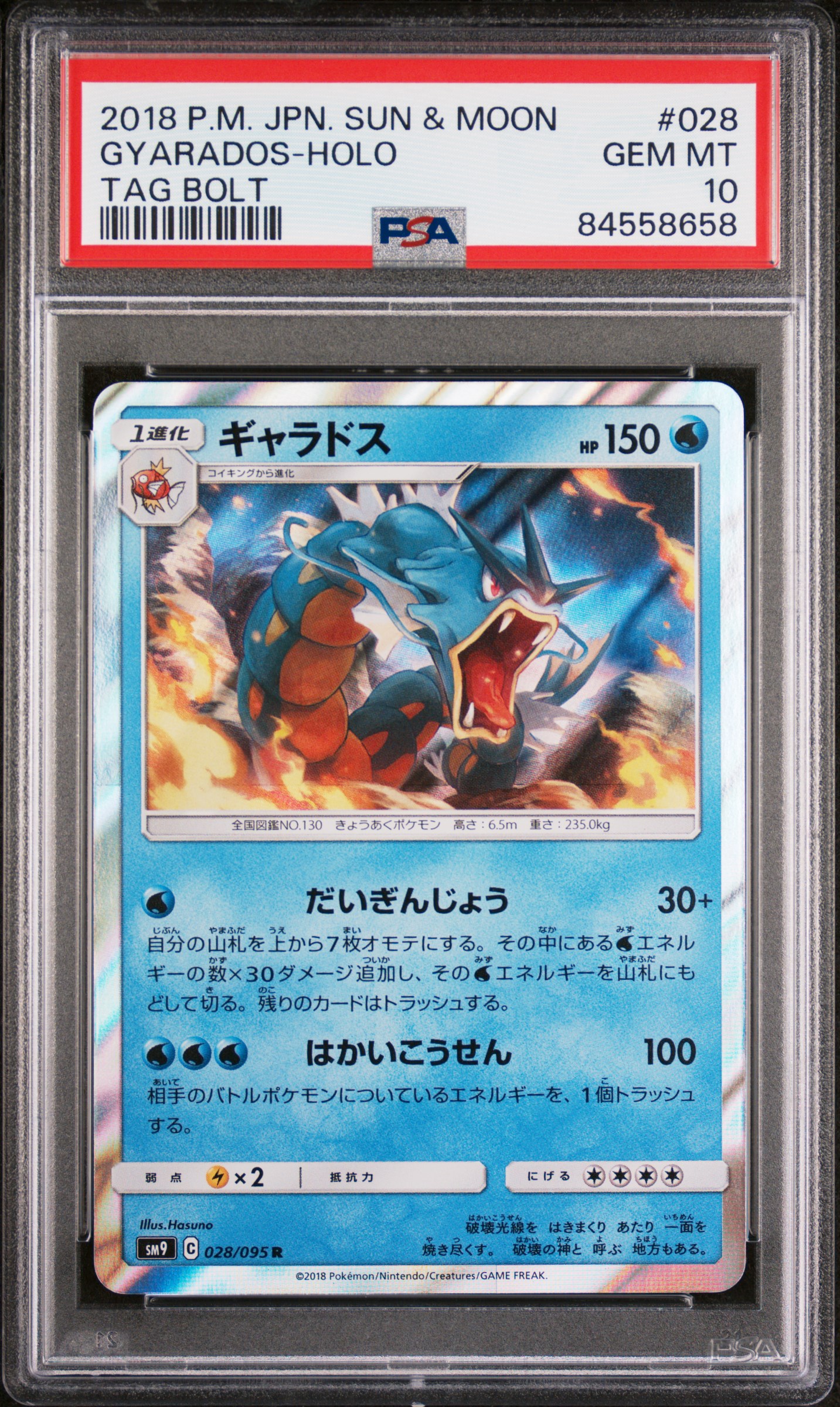 2018 POKEMON JAPANESE SUN & MOON TAG BOLT #028 GYARADOS-HOLO TAG BOLT