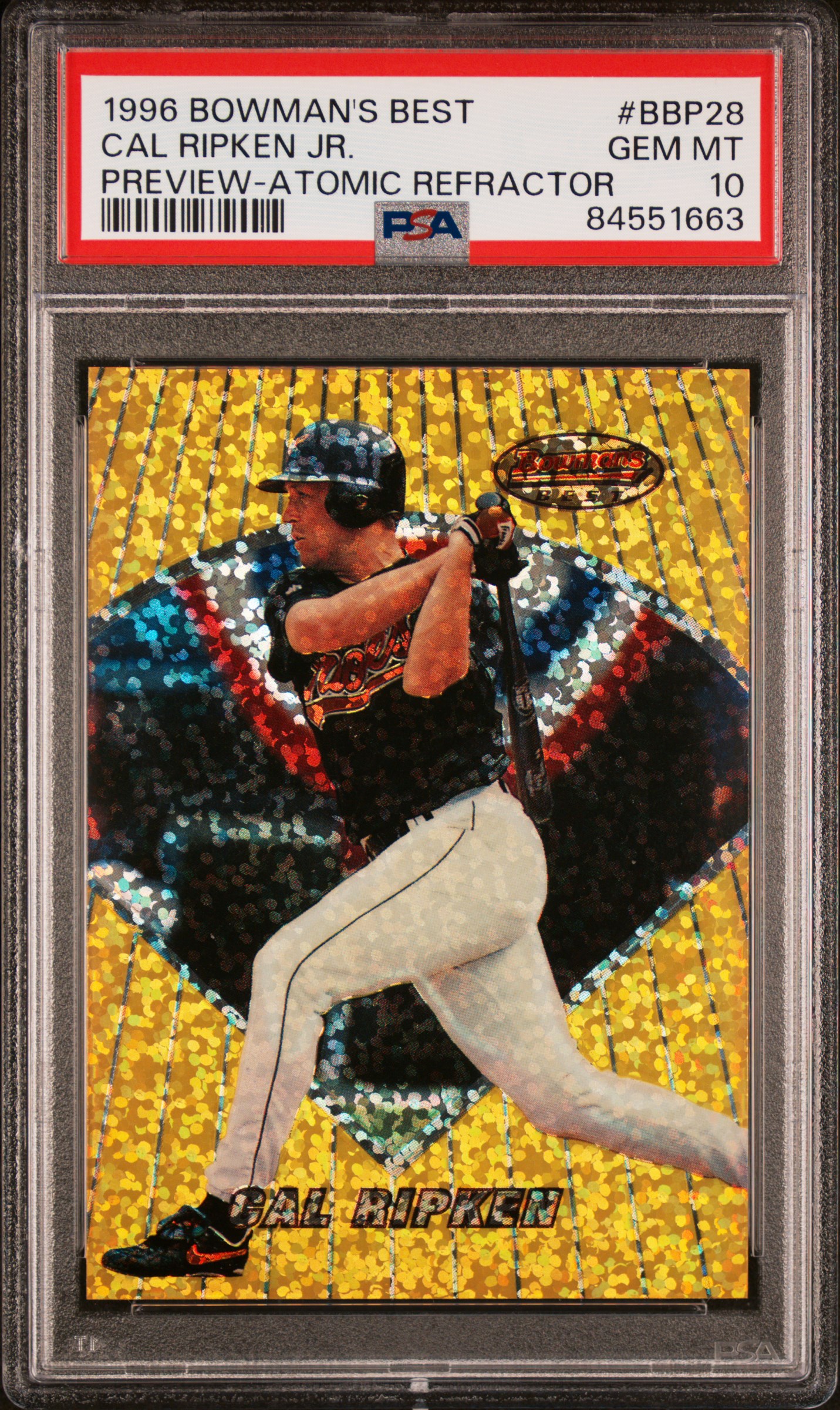 1996 BOWMAN'S BEST PREVIEW #BBP28 CAL RIPKEN JR. PREVIEW-ATOMIC REFRACTOR