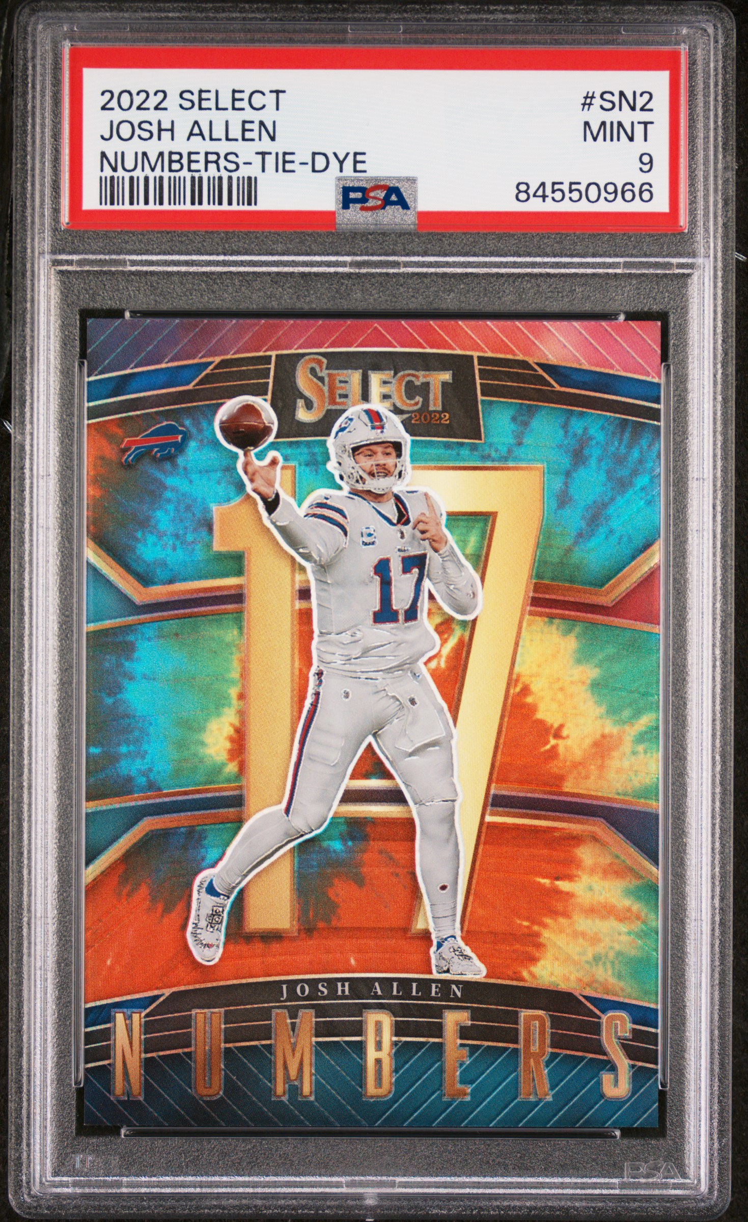 2022 PANINI SELECT SELECT NUMBERS #SN2 JOSH ALLEN NUMBERS-TIE-DYE