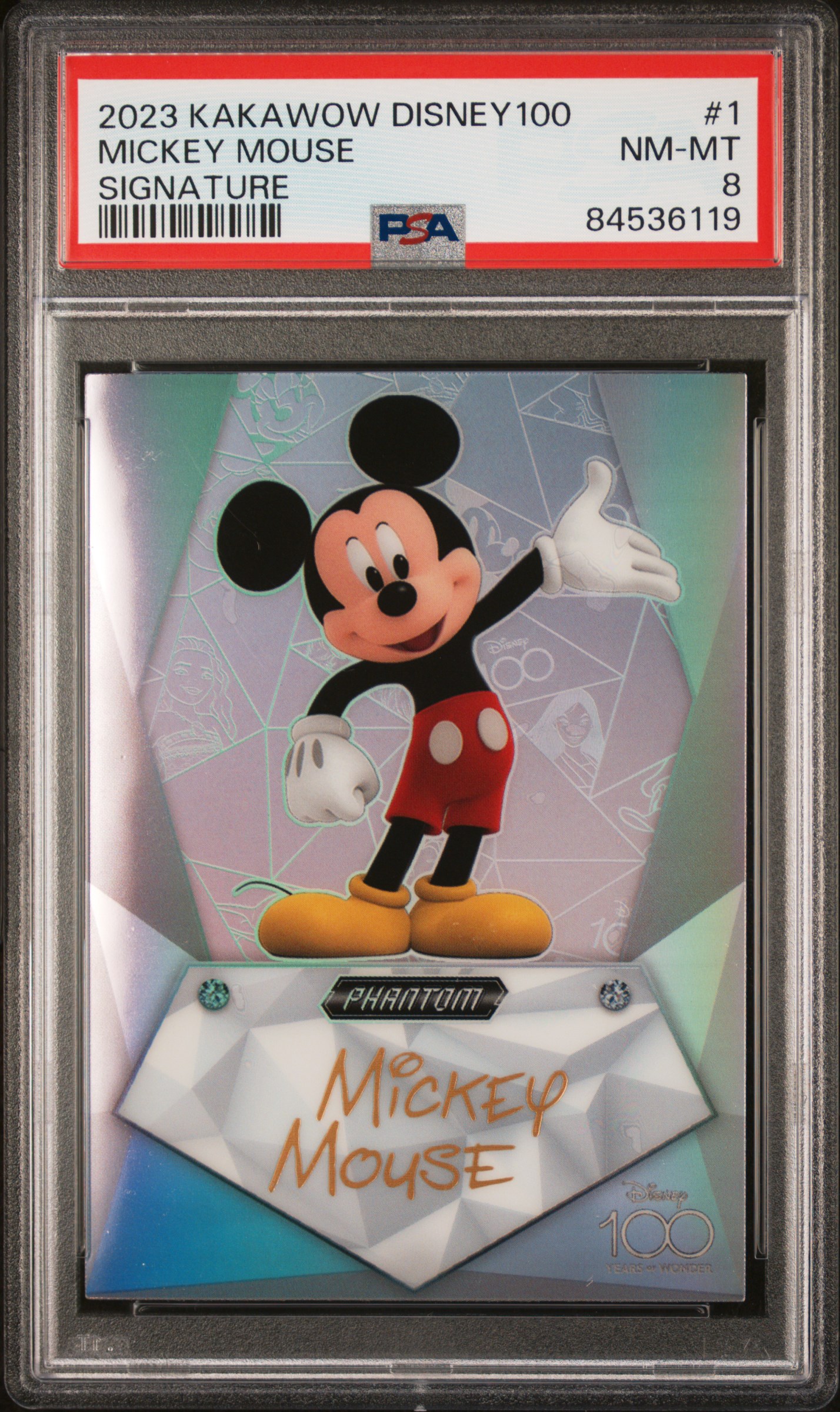2023 KAKAWOW PHANTOM DISNEY100 WONDROUS CHARACTER SIGNATURE #1 MICKEY MOUSE SIGNATURE