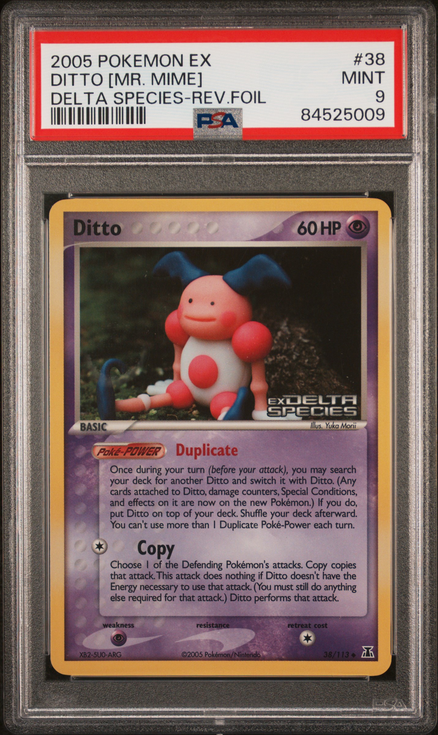 2005 Pokemon Ex Delta Species #38 Ditto [Mr. Mime]-Reverse Foil – PSA MINT 9