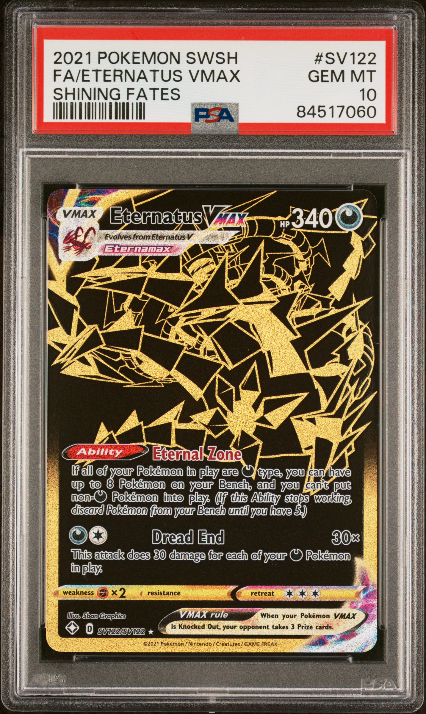 2021 POKEMON SWORD & SHIELD SHINING FATES #SV122 FA/ETERNATUS VMAX SHINING FATES