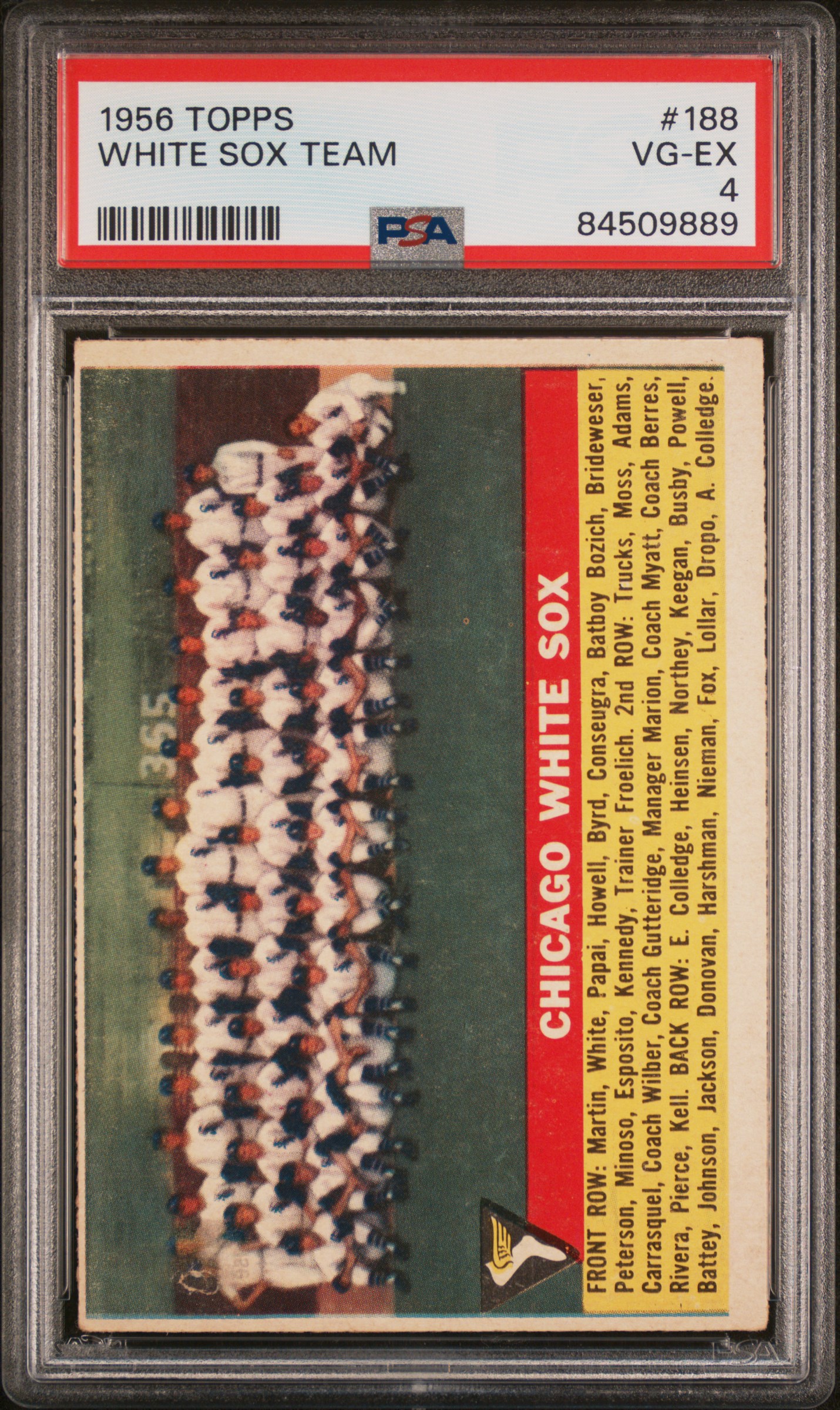 1956 TOPPS #188 WHITE SOX TEAM