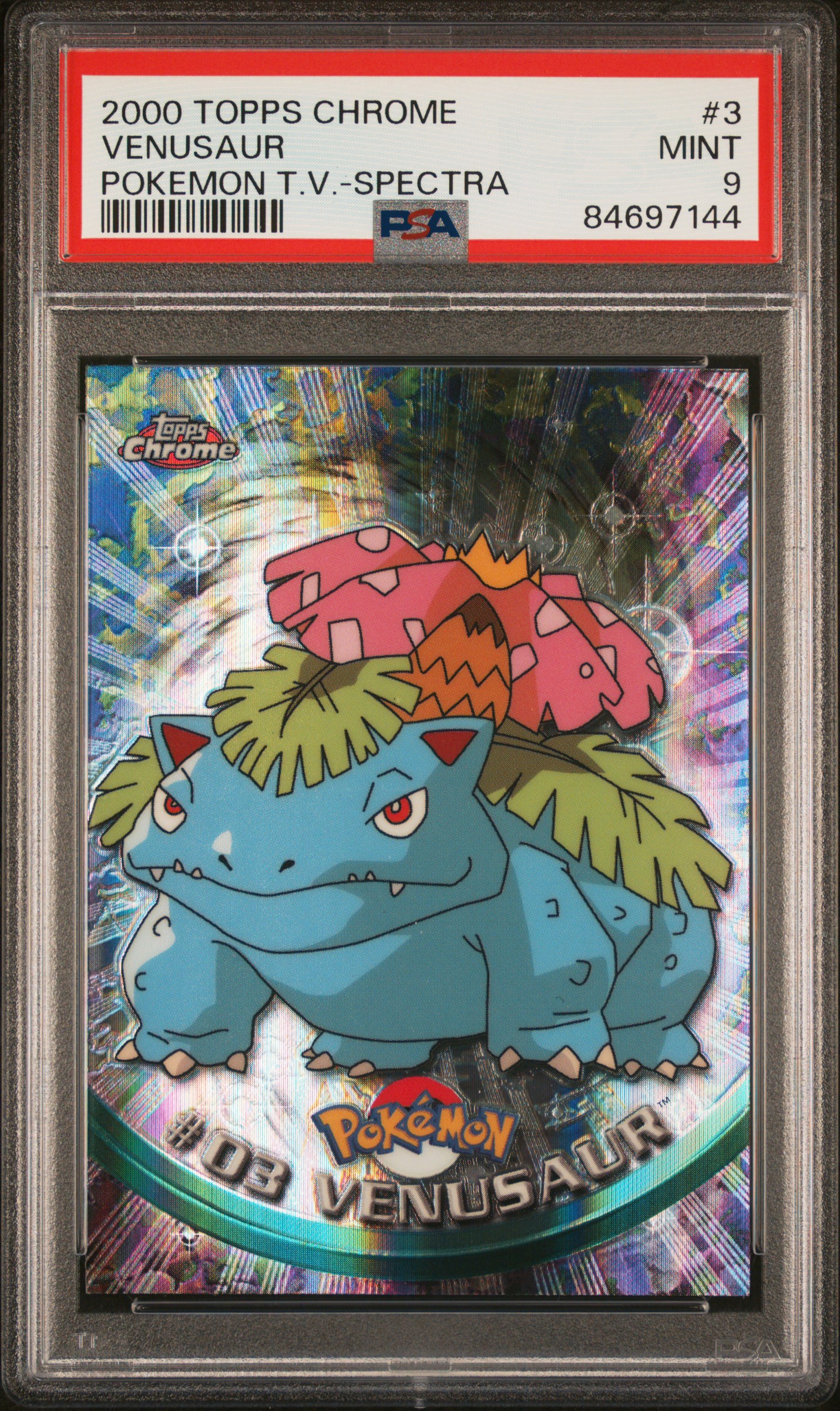 2000 Topps Chrome Pokemon T.v. Venusaur #3 (Pokemon T.v.-Spectra) Mint 9 front