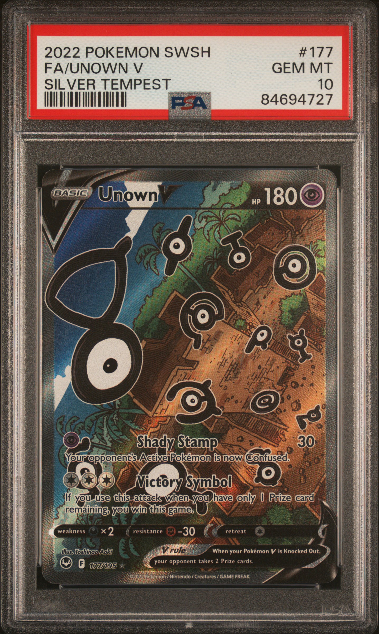 2022 POKEMON SWORD & SHIELD SILVER TEMPEST #177 FA/UNOWN V SILVER TEMPEST